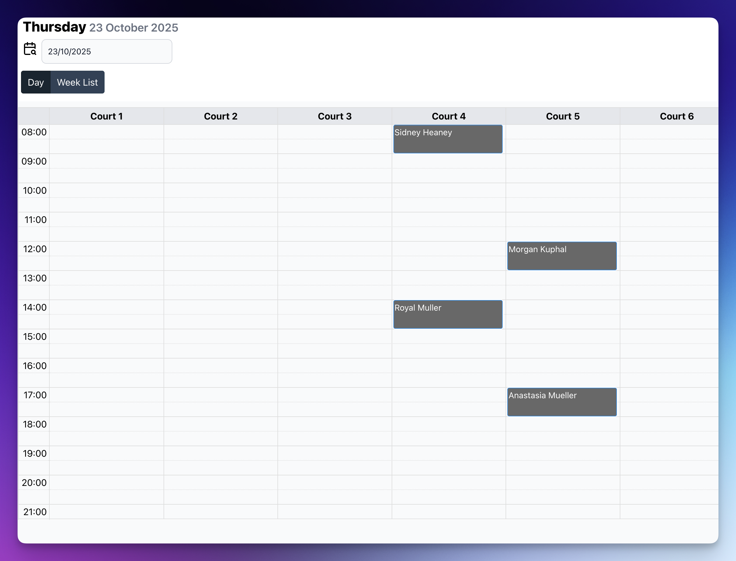 Real-time availability calendar