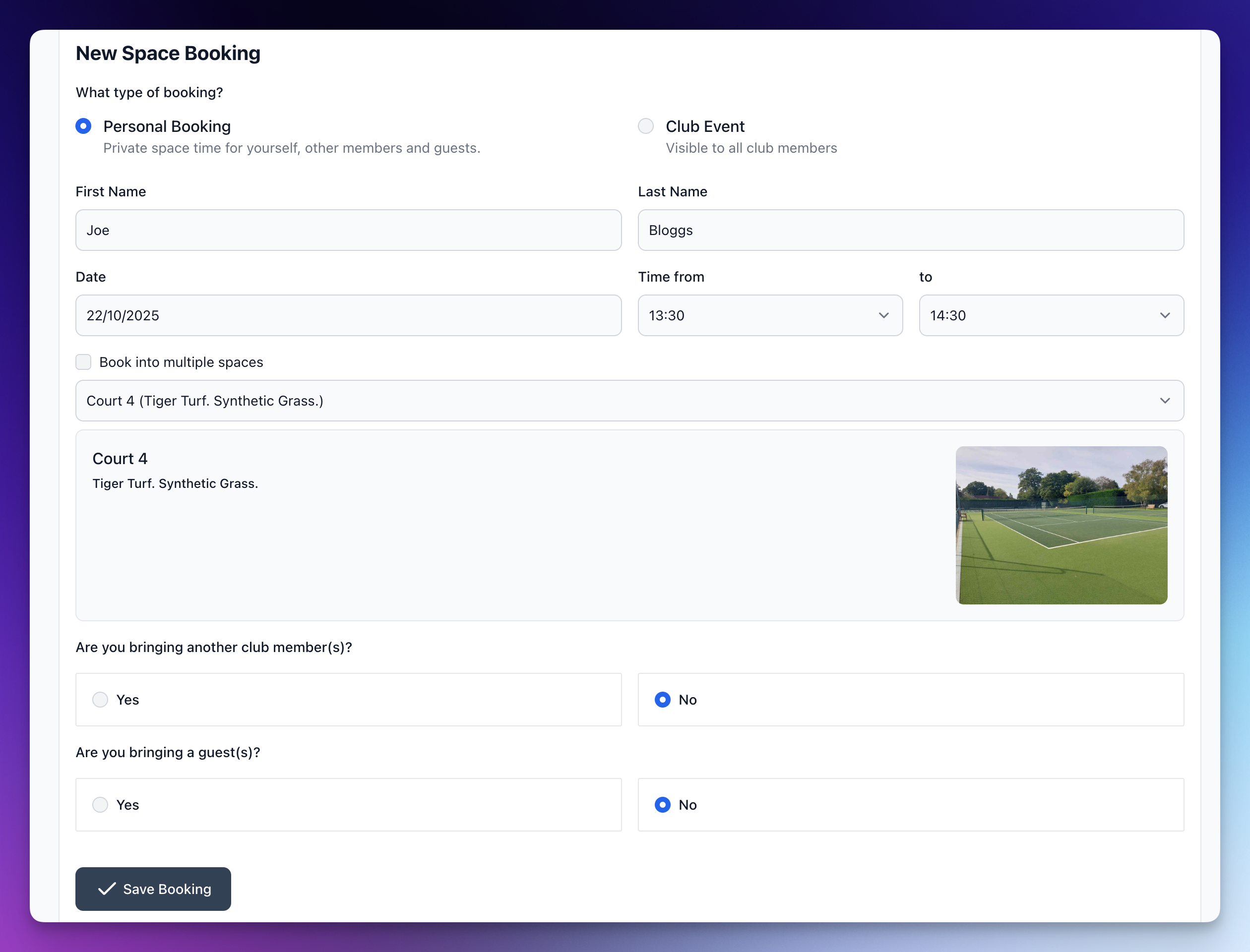 New booking interface