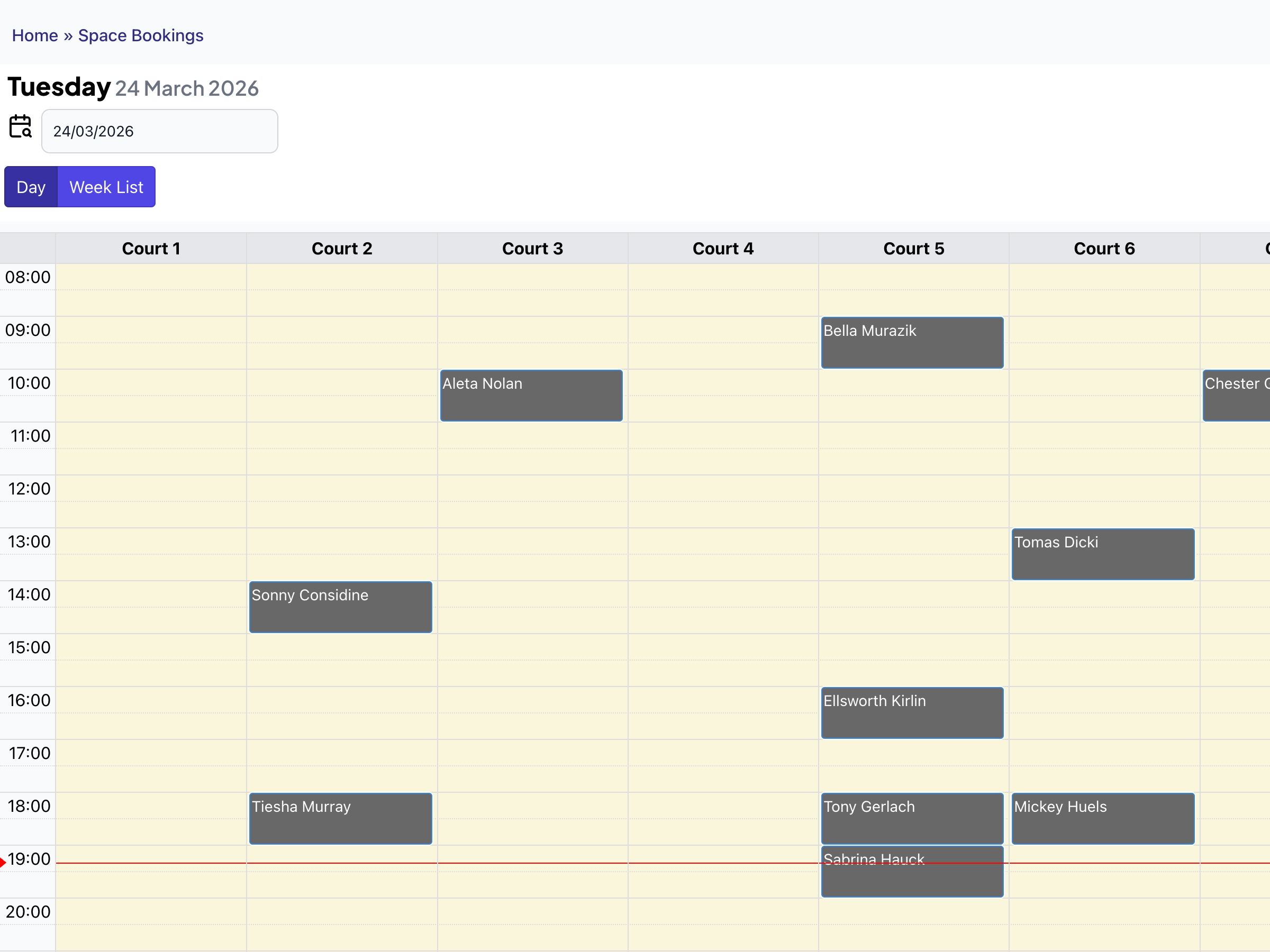 Real-time availability calendar