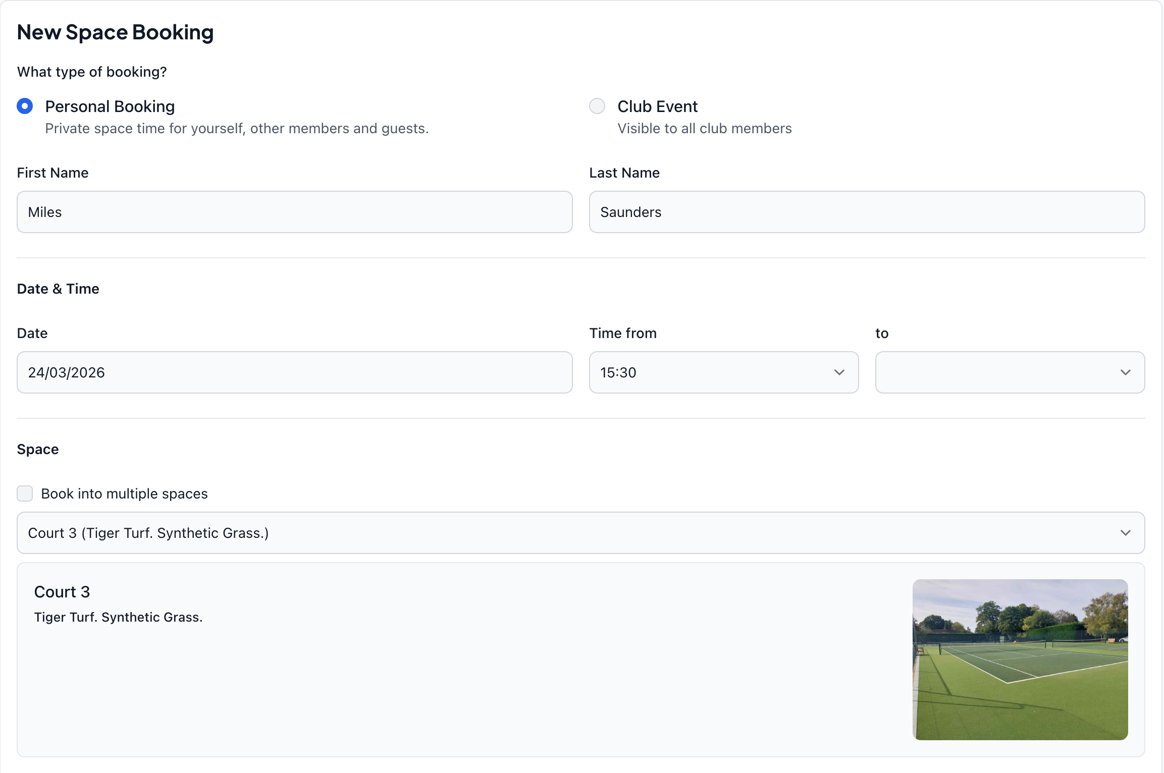 New booking interface