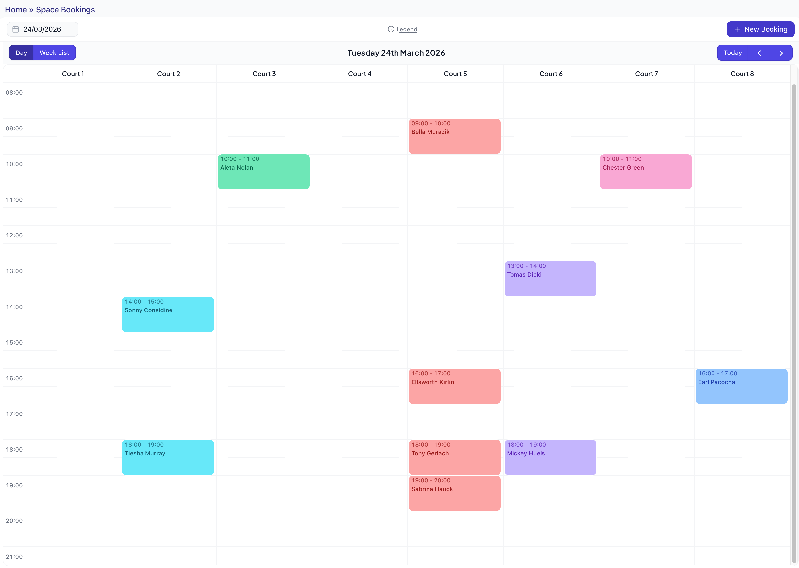 Real-time availability calendar
